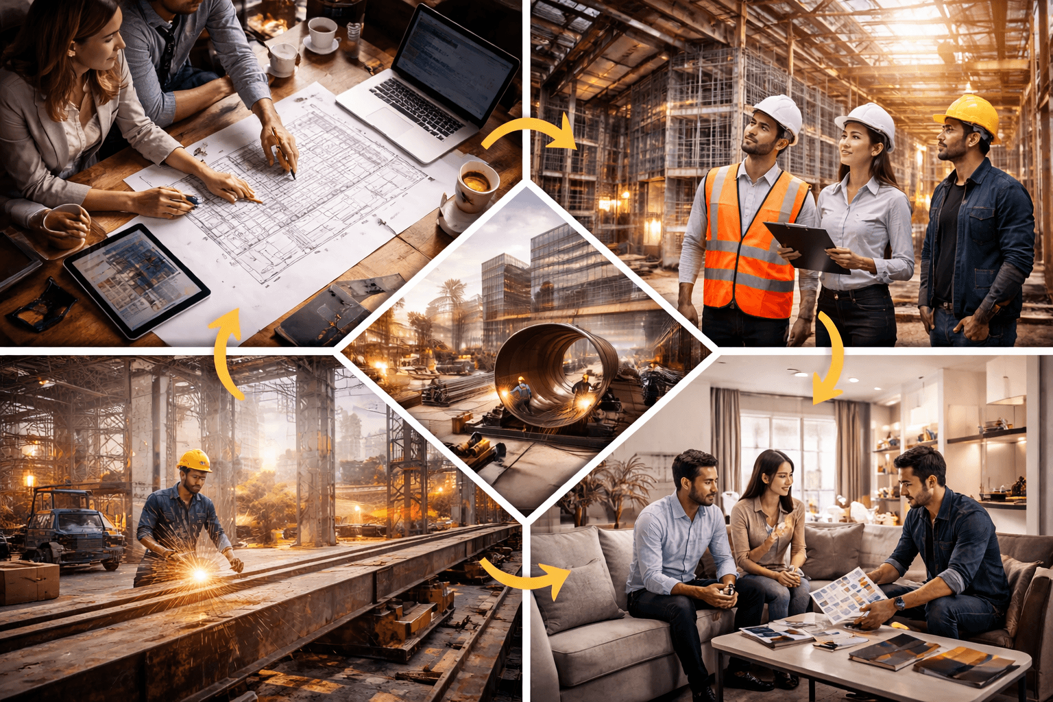 Construction Workers on Scaffolding